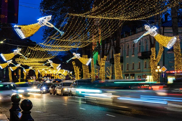 Georgia Tbilisi Christmas New 2019 Year Illumination Main Street Tbilisi — Stock Photo, Image