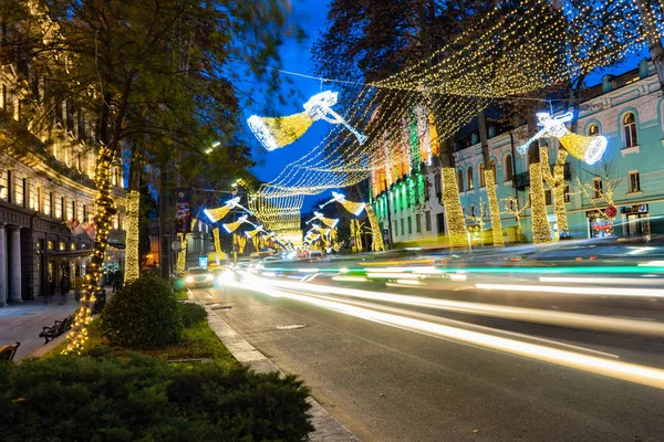 Georgia Tbilisi Christmas New 2019 Year Illumination Main Street Tbilisi — Stock Photo, Image