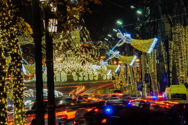 Грузія Тбілісі Різдво Новий 2019 Рік Освітлення Основні Свободи Tavisuplebis — стокове фото