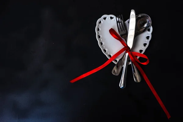 Tischdekoration Für Das Valentinstag Dinner Der Tafel — Stockfoto