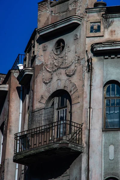 Dış Cephe Sololaki Alan Tiflis Yüzyılın Başlarında Avrupa Mimari Detay — Stok fotoğraf