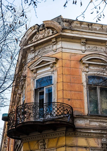 Зовнішні Деталі Фасадів Sololaki Районі Тбілісі Архітектуру Початку Століття Європейська — стокове фото