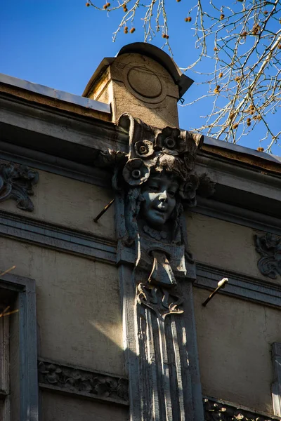 Vnější Detail Fasády Sololaki Oblasti Tbilisi Architektury Počátku Století Evropský — Stock fotografie