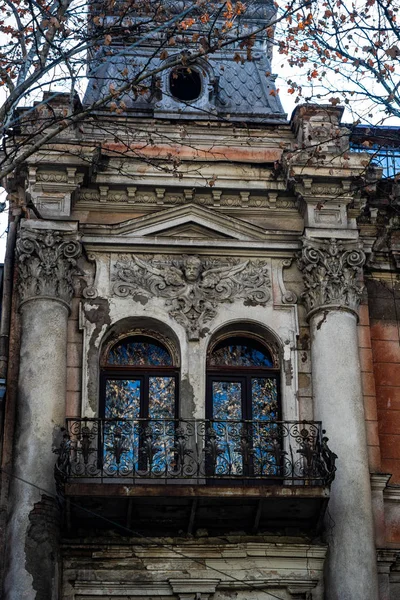 Vnější Detail Fasády Sololaki Oblasti Tbilisi Architektury Počátku Století Evropský — Stock fotografie