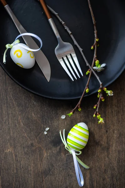 Table setting for Easter dinner — Stock Photo, Image