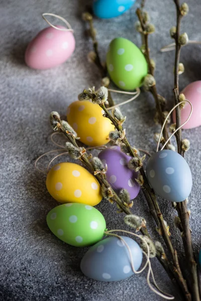 Πασχαλινό πλαίσιο με χρωματιστά αυγά — Φωτογραφία Αρχείου