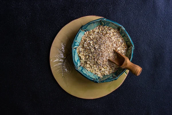 Concepto de comida saludable con harina de avena —  Fotos de Stock