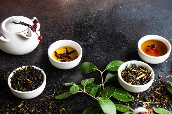 Tea concept on stone background — Stock Photo, Image