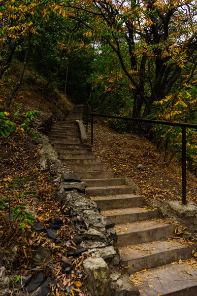 Wiejski krajobraz ze starymi schodem — Zdjęcie stockowe