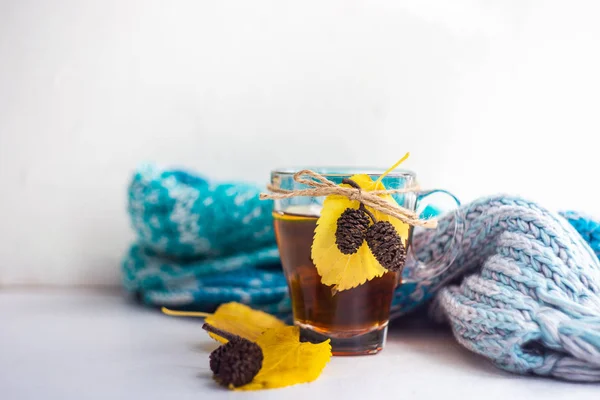 Autumnal tea with lemon — Stock Photo, Image