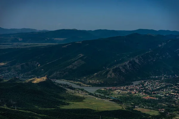 Вид Старую Столицу Грузинского Царства Мцхета Недалеко Цеси Монастырем Джвари — стоковое фото