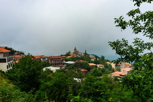 Słynny Widok Stare Miasto Gruzińskiego Miasta Miłości Średniowieczne Sighnaghi Położony — Zdjęcie stockowe