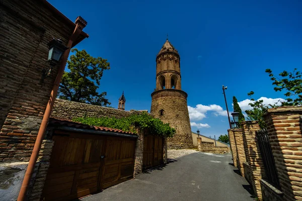 Widok Ulicę Stare Miasto Sighnaghi Tradycyjną Gruzińską Architekturą Kacheti Gruzja — Zdjęcie stockowe