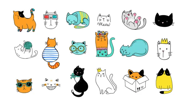 Cat doodles, samling av vektor illustrationer — Stock vektor