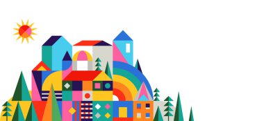 Geometrik masal Krallık, şövalye Kalesi. Çocuk odası, sınıf duvar dekorasyonu