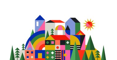 Geometrik masal Krallık, şövalye Kalesi. Çocuk odası, sınıf duvar dekorasyonu