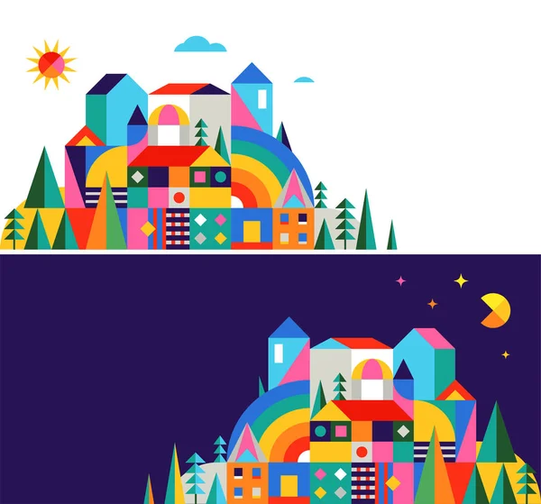 Geometrik masal Krallık, şövalye Kalesi. Çocuk odası, sınıf duvar dekorasyonu