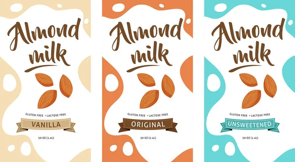 Mandlové mléko ilustrace, designovými detaily, obalový design — Stock fotografie