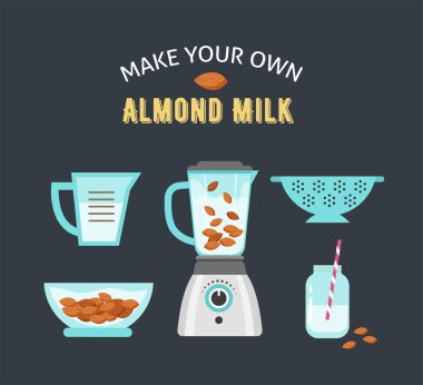 Kendi badem sütü, illüstrasyon, afiş tasarımı yapmak