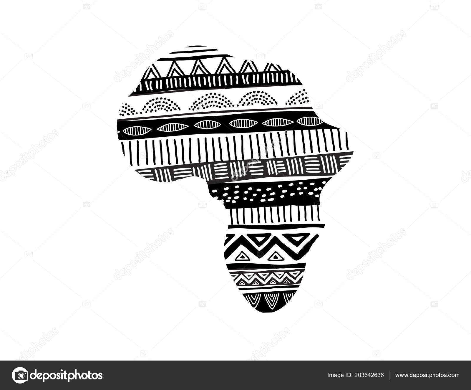 African map silhouette with tribal traditional pattern. Concept design  Stock Vector by ©marish 203642636, image size:1600x1324
