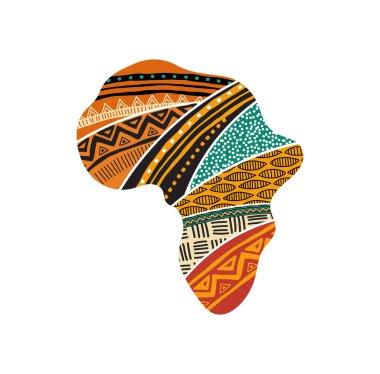 Afrika harita siluet geleneksel bir desen ile. Konsept Tasarım ve çizim