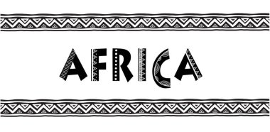 Afrika harfler. Kabile geleneksel desenle, konsept tasarımı banner