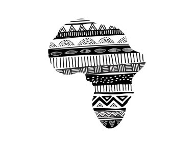 Afrika harita siluet kabile geleneksel desenli. Konsept tasarımı