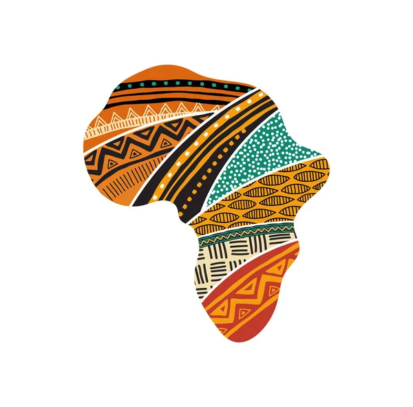 Silhouette de carte africaine avec un motif traditionnel. Conception et illustration de concepts — Image vectorielle
