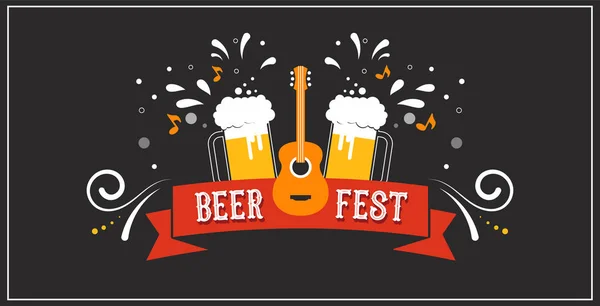 Bannière du festival de la bière, affiche de l'événement, promotion — Image vectorielle