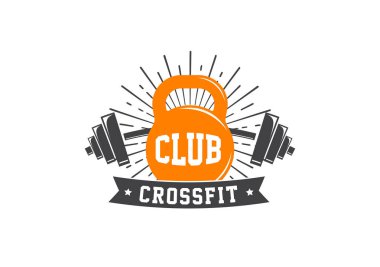 Fitness, crossfit, spor salonu amblem, etiket, rozet, logo ve öğe