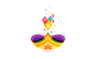 Mutlu Diwali Hindu Festivali Afiş. Yanan diya illüstrasyon, Hindistan'ın ışık Festivali için arka plan