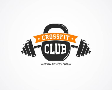 Fitness, crossfit, spor salonu amblem, etiket, rozet, logo ve öğe