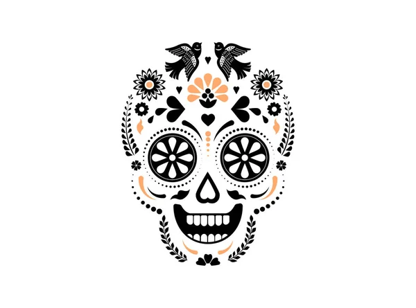 Jour des morts, Dia de los muertos fond, bannière et concept de carte de vœux avec crâne de sucre. Illustration vectorielle colorée — Image vectorielle