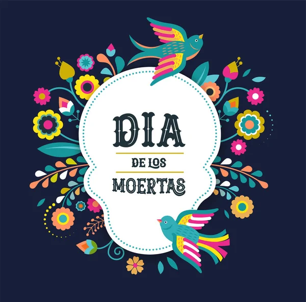 Tag der Toten, dia de los moertos, Banner mit bunten mexikanischen Blumen. Fiesta, Urlaubsplakat, Parteiflyer, Grußkarte — Stockvektor
