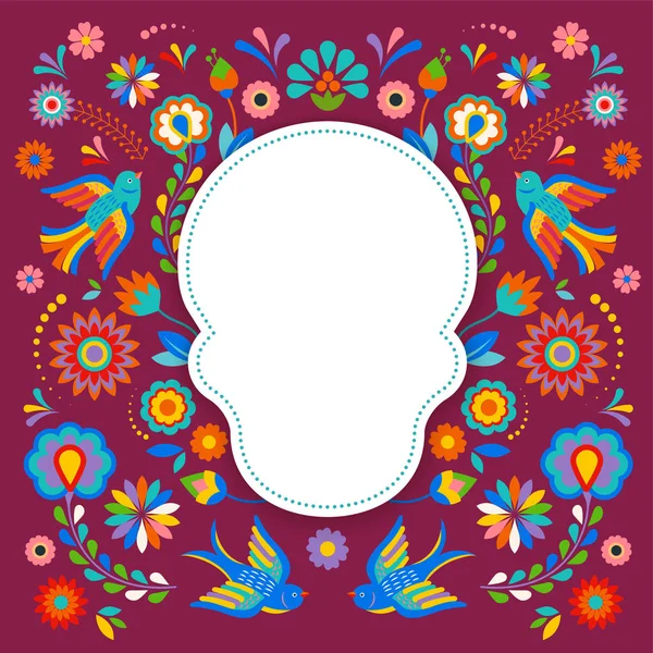 День мертвых, Dia de los moertos, баннер с красочными мексиканскими цветами. Фиеста, праздничный плакат, праздничный флаер, поздравительная открытка — стоковый вектор