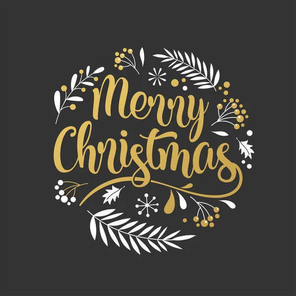 Feliz Navidad fondo con tipografía, letras. Tarjeta de felicitación, pancarta y póster — Vector de stock