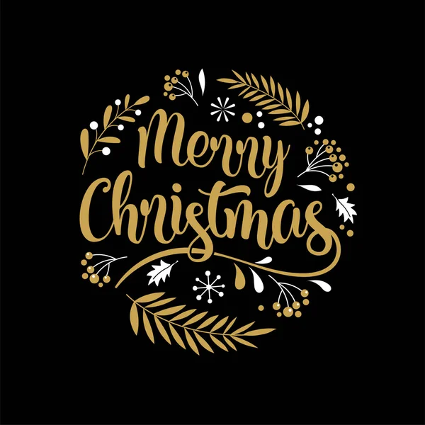 Joyeux Noël avec Typographie, Lettrage. Carte de voeux, bannière et affiche — Image vectorielle