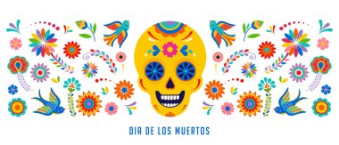 Ölü, Dia de los muertos arka plan, afiş ve tebrik kartı kavramı şeker kafatası ile günün.