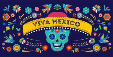 Ölü, Dia de los muertos arka plan, afiş ve tebrik kartı kavramı şeker kafatası ile günün.