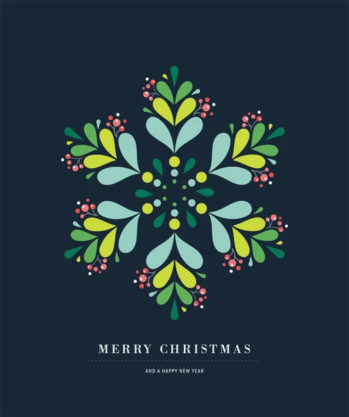 Elegante sneeuwvlok poster, winter pictogram, Merry Christmas wenskaart — Stockvector