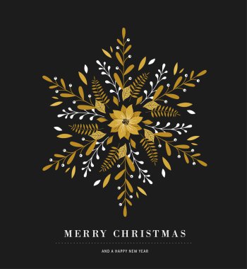 Zarif kar tanesi poster, kış simgesi, neşeli Noel tebrik kartı