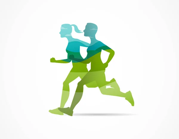 Icono de carrera, símbolo, cartel de maratón y logotipo — Vector de stock
