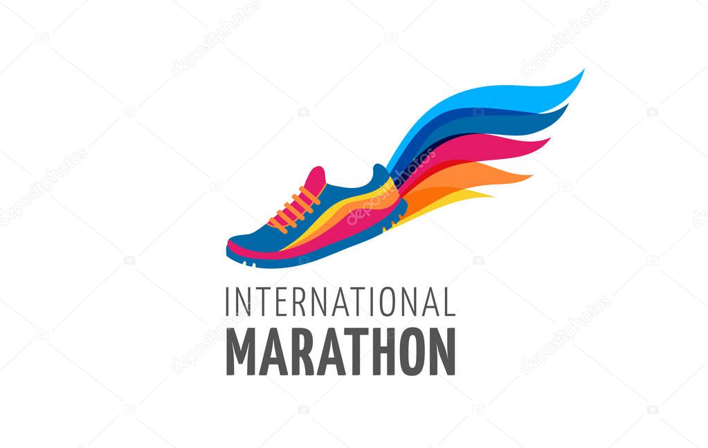 Run icon, symbol, running marathon poster and logo