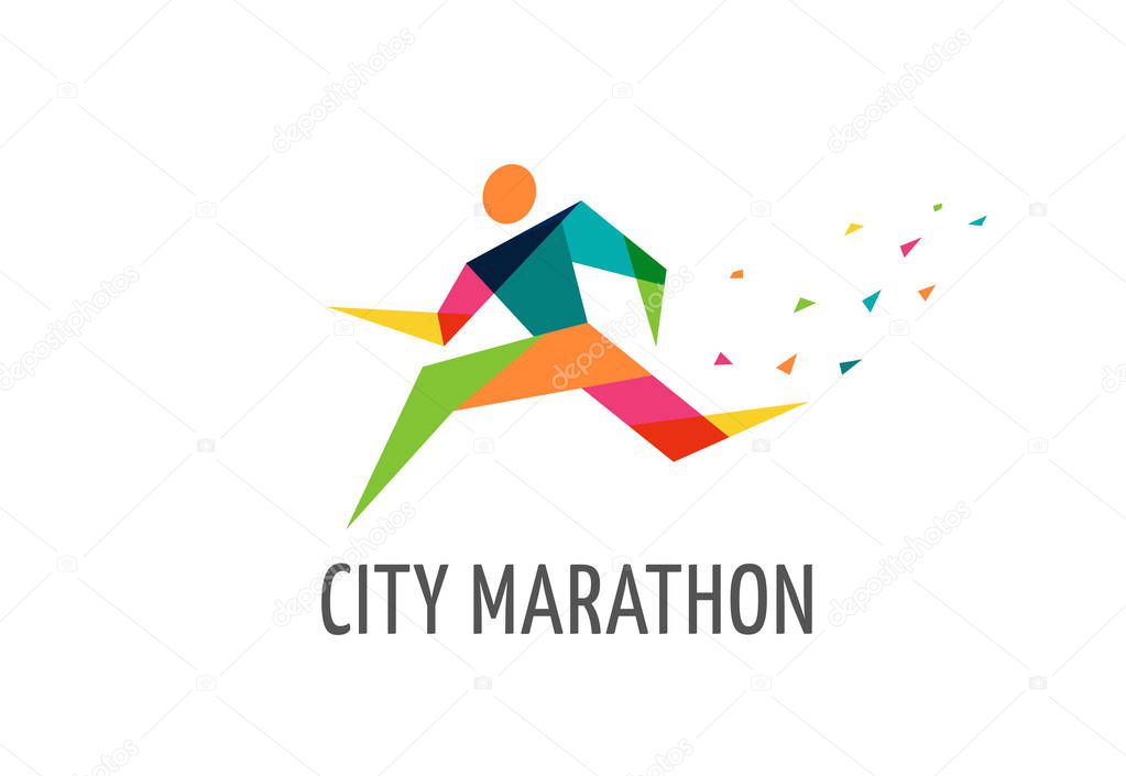 Run icon, symbol, running marathon poster and logo