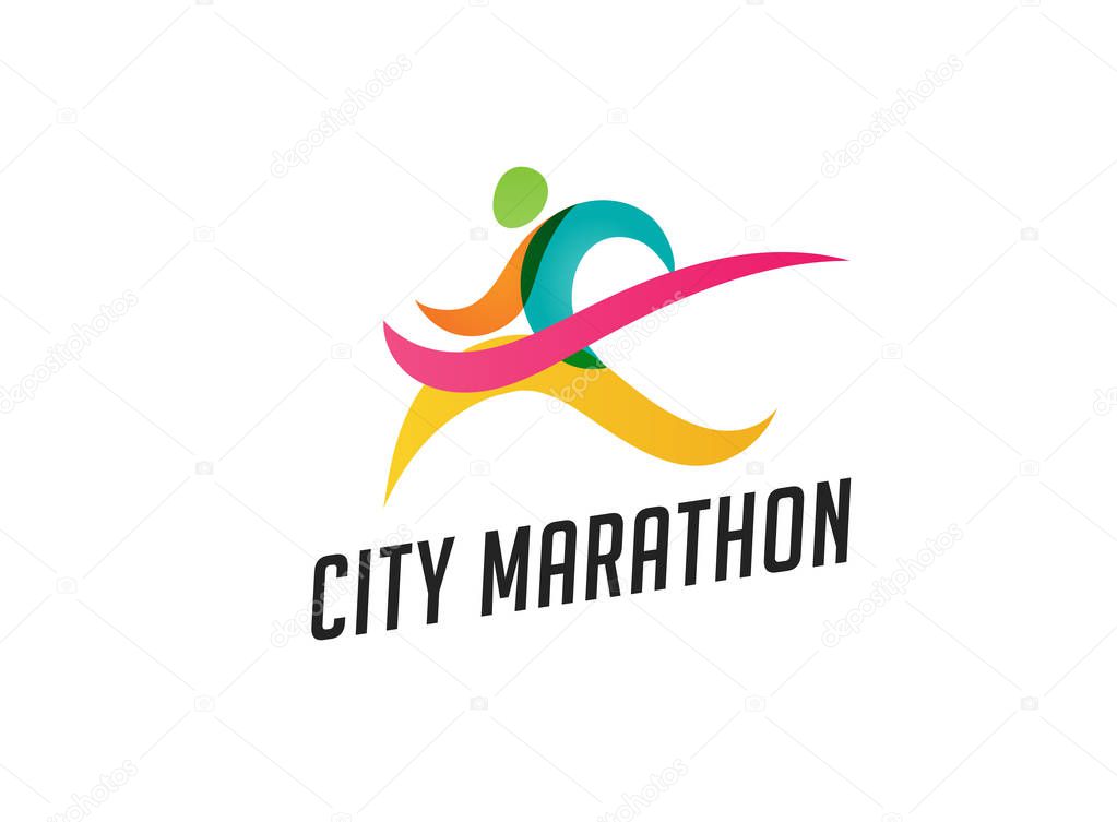 Run icon, symbol, running marathon poster and logo