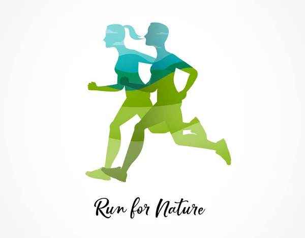 Ren pictogram, symbool, marathon poster en logo — Stockvector