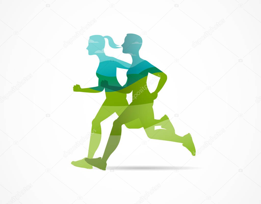 Run icon, symbol, running marathon poster and logo