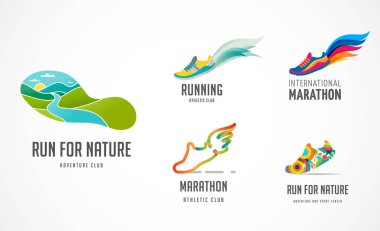 Run icon, symbol, running marathon poster and logo collection clipart