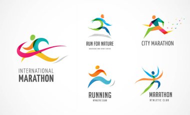Run icon, symbol, running marathon poster and logo collection clipart