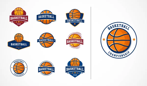 Logo del baloncesto, emblema, colecciones de iconos, plantillas de vectores — Vector de stock